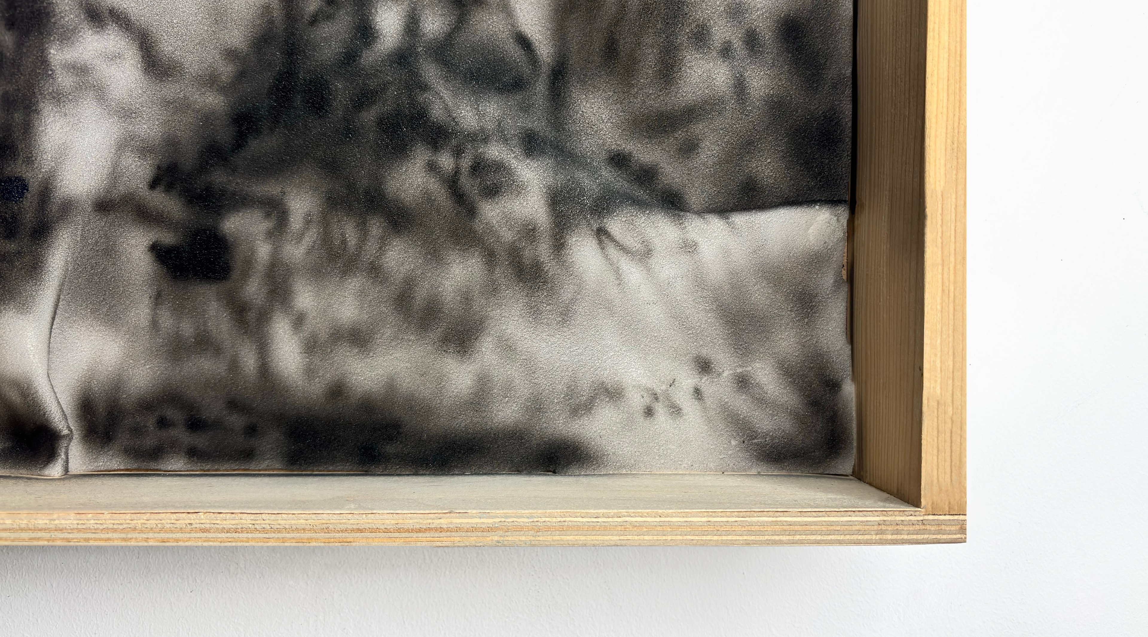 In Case of Guests (1) — close view of airbrush drawing on foam inside the wardrobe