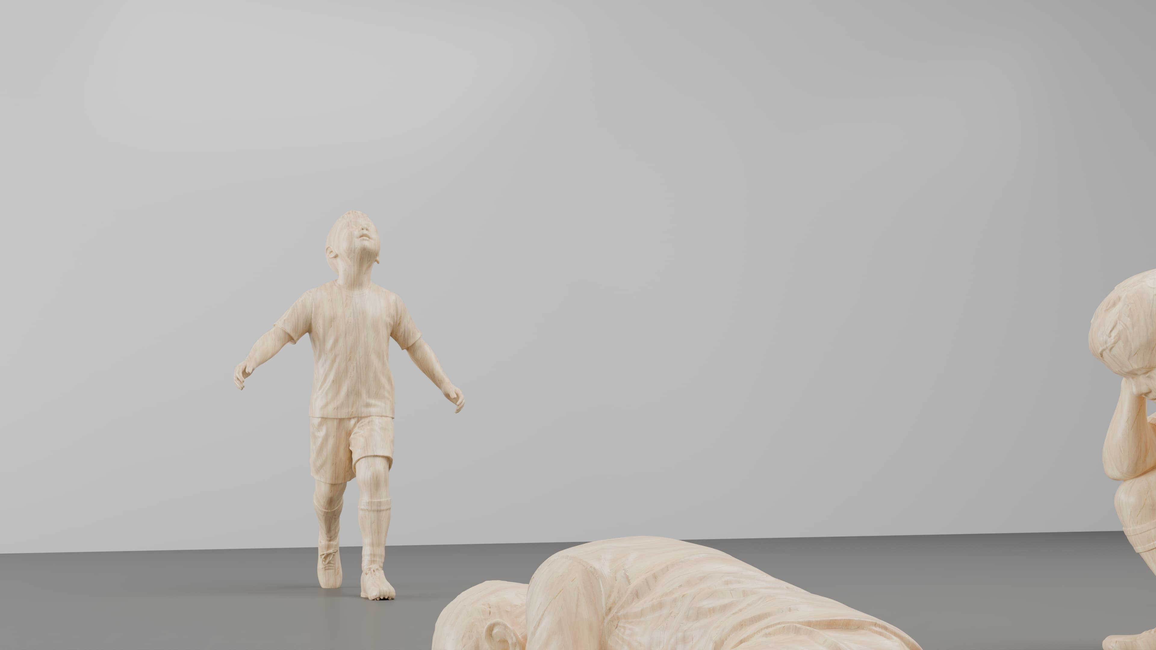 The Low Pass — installation view with sculpted children